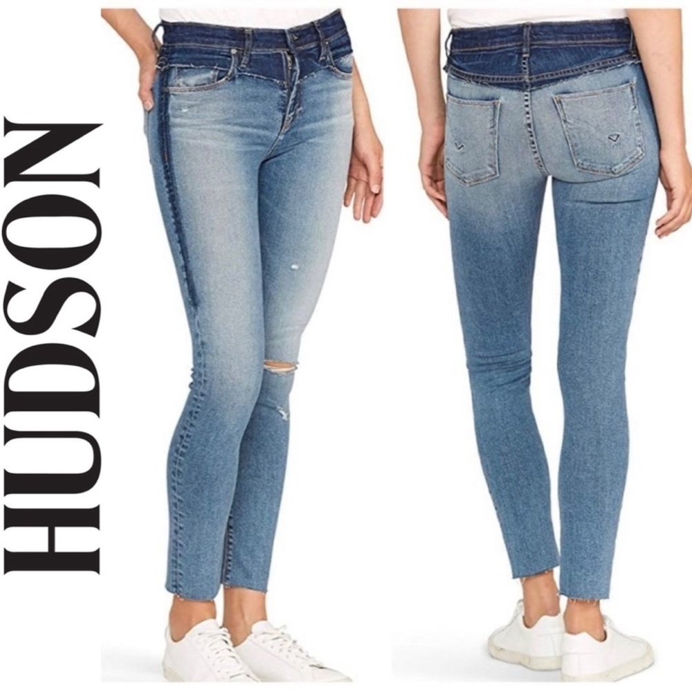 Hudson Nico Revamped Two-Tone Waist Distressed Women's Skinny Jeans Size:32
